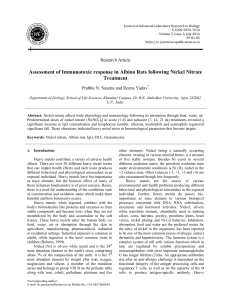 Assessment of Immunotoxic response in Albino Rats following Nickel Nitrate Treatment