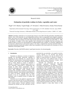 Estimation of pesticide residues in fruits, vegetables and water