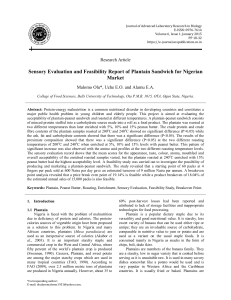 Sensory Evaluation and Feasibility Report of Plantain Sandwich for Nigerian Market