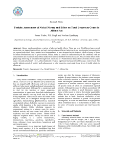 Toxicity Assessment of Nickel Nitrate and Effect on Total Leucocyte Count in Albino Rat