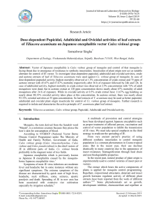 Dose-dependent Pupicidal, Adulticidal and Ovicidal activities of leaf extracts of Tiliacora acuminata on Japanese encephalitis vector Culex vishnui group