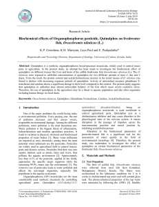 Biochemical effects of Organophosphorus pesticide, Quinalphos on freshwater fish, Oreochromis niloticus (L.)