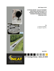 NCAT Report 16-03 (2016). Value of Pavement Smoothness