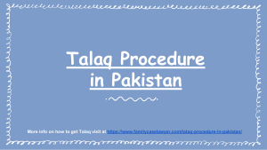 Get Information About Talaq Procedure in Pakistan