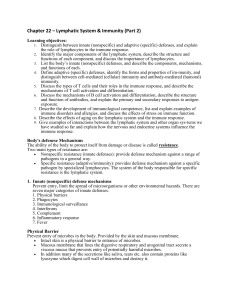 BIOL2302 Chapter22LymphaticPart2Outline