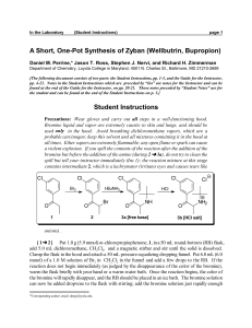 A Short, One-Pot Synthesis of Zyban (Wellbutrin, Bupropion)