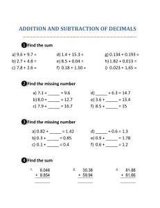 ADDITION AND SUBTRACTION OF DECIMALS