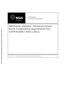 Ophthalmic implants - Intraocular lenses - Part 8: Fundamental requirements