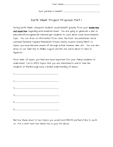 Earth Week Project Proposal 