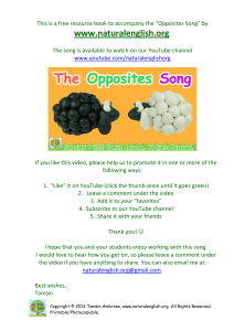 Opposites Song FREE Activity Book