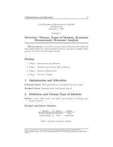 Principles of Microeconomics- Lecture Notes