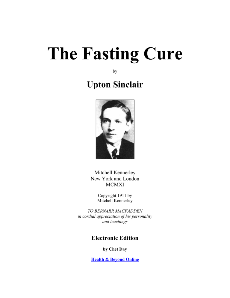 the fasting cure by upton sinclair