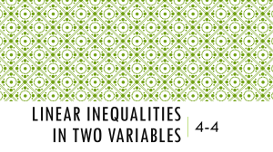 4-4 Linear Inequalities in Two Variables