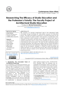 Researching The Efficacy of Studio Education and the Profession’s Futurity: The Faculty Project of Architectural Studio Education