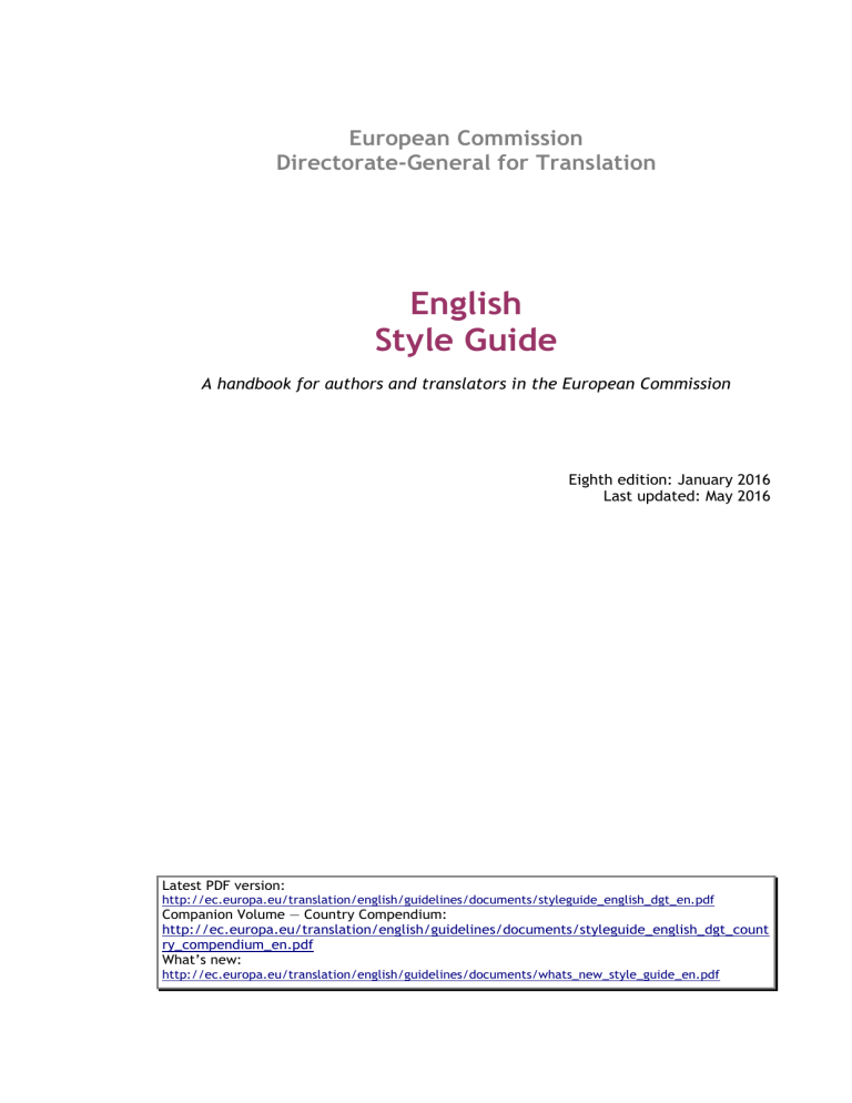 English Style Guide for European Commission Authors & Translators