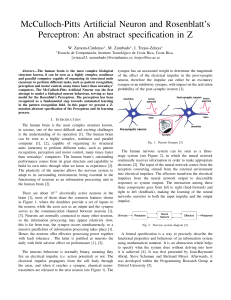 McCulloch-Pitts Artificial Neuron and Rosenblatt's Perceptron - An abstract specification in Z