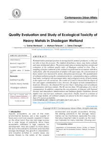 Quality Evaluation and Study of Ecological Toxicity of  Heavy Metals in Shadegan Wetland 
