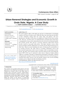 Urban Renewal Strategies and Economic Growth in Ondo State, Nigeria: A Case Study 