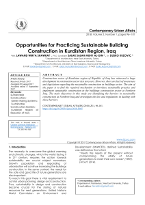 Opportunities for Practicing Sustainable Building Construction in Kurdistan Region, Iraq 