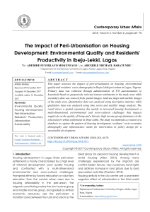 The Impact of Peri-Urbanisation on Housing Development: Environmental Quality and Residents' Productivity in Ibeju-Lekki, Lagos 