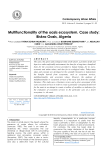 Multifunctionality of the oasis ecosystem. Case study: Biskra Oasis, Algeria 