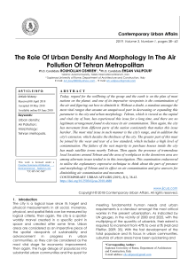 The Role Of Urban Density And Morphology In The Air Pollution Of Tehran Metropolitan  