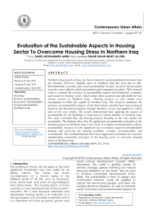 Evaluation of the Sustainable Aspects In Housing Sector To Overcome Housing Stress In Northern Iraq 