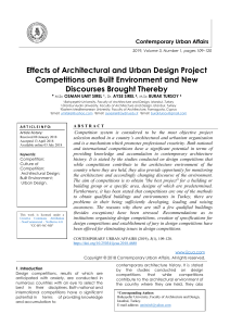 Effects of Architectural and Urban Design Project Competitions on Built Environment and New Discourses Brought Thereby   