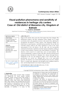 Visual pollution phenomena and sensitivity of residences in heritage city centers Case of: Old district of Manama city, Kingdom of Bahrain 