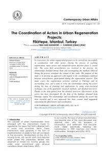 The Coordination of Actors in Urban Regeneration Projects: Fikirtepe, Istanbul, Turkey 