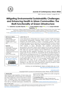 Mitigating Environmental Sustainability Challenges and Enhancing Health in Urban Communities: The Multi-functionality of Green Infrastructure 