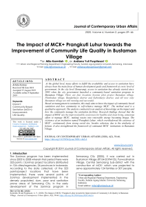 The Impact of MCK+ Prangkuti Luhur towards the Improvement of Community Life Quality in Bustaman Village