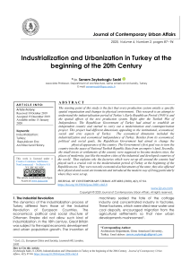 Industrialization and Urbanization in Turkey at the beginning of the 20th Century