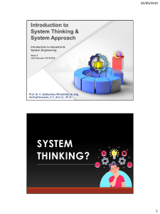 2019 - #5 Intro to System Thinking  Approach
