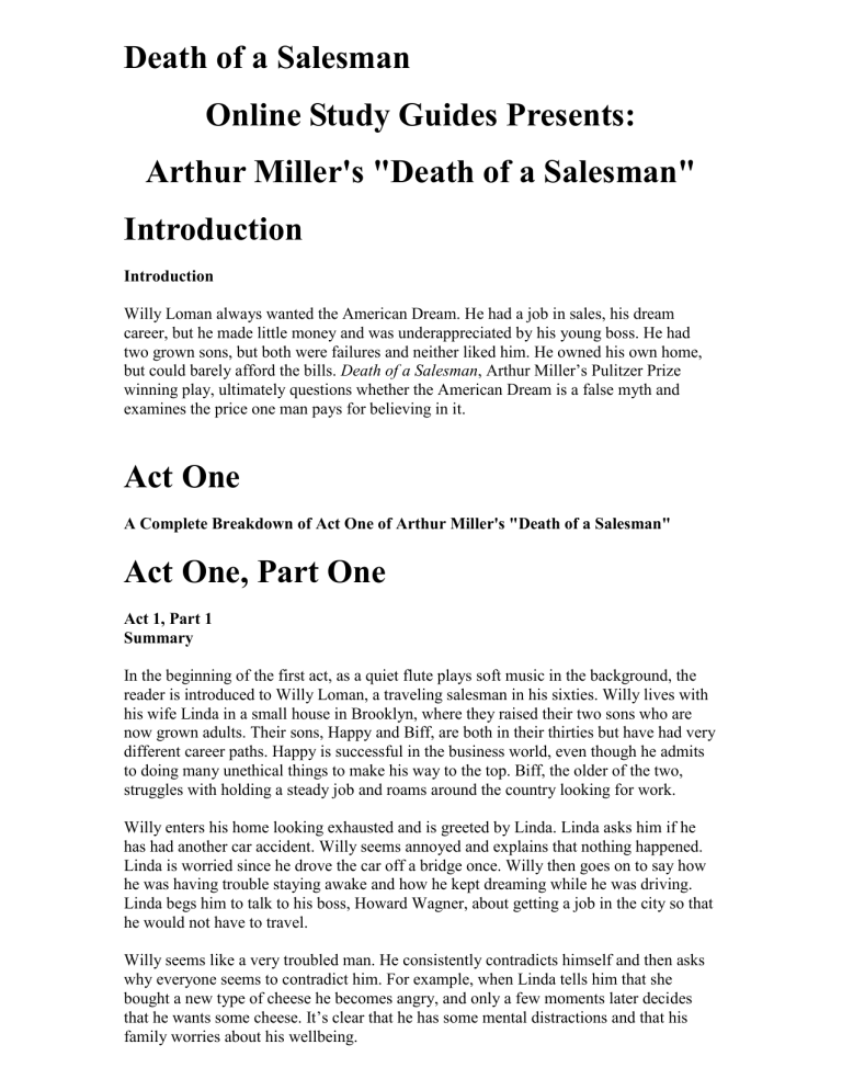 death of a salesman essay introduction