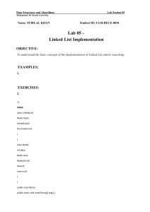 Linked List Implementation Lab Session