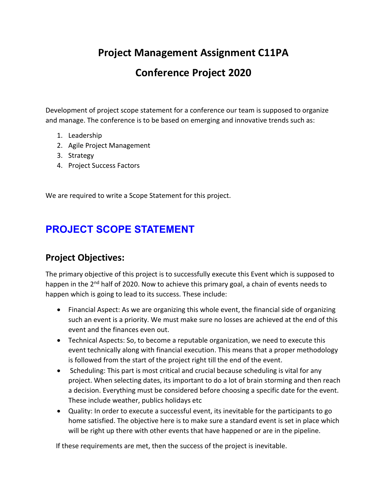 Project Management Assignment C28PA