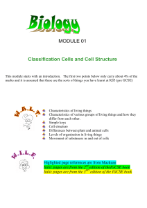BIO 10 Mod 01 CLASSIFICATION CELLS AND  CELL STRUCTURE CIE