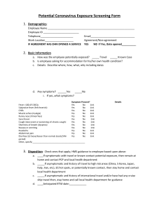 Potential Coronavirus Exposure Screening Form updated 3 19 2020
