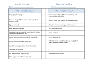 Student morning and afternoon checklist
