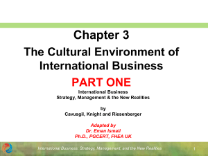 Cultural environment of International Business - Gary Knight adapted by Dr. EMan ISmail, Ph.D,PGCERT, FHEA UK