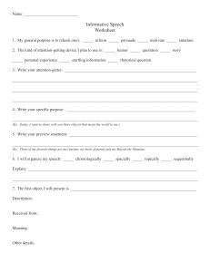 Informative Speech Worksheet: Plan Your Presentation