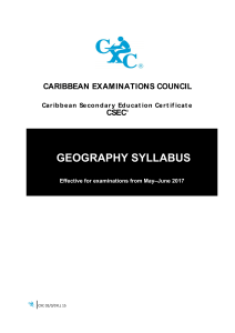 CSEC Geography Syllabus with Specimen Papers
