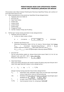 PERHITUNGAN HEAD DAN SPESIFIKASI POMPA UNTUK UNIT PRODUKSI JARINGAN AIR BERSIH