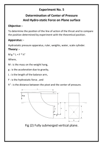 Determination of Center of Pressure And Hydro-static Force on Plane surface 2