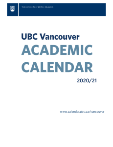 UBC Vancouver Calendar Courses