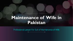 Get Know About Maintenance of  Wife in Pakistan