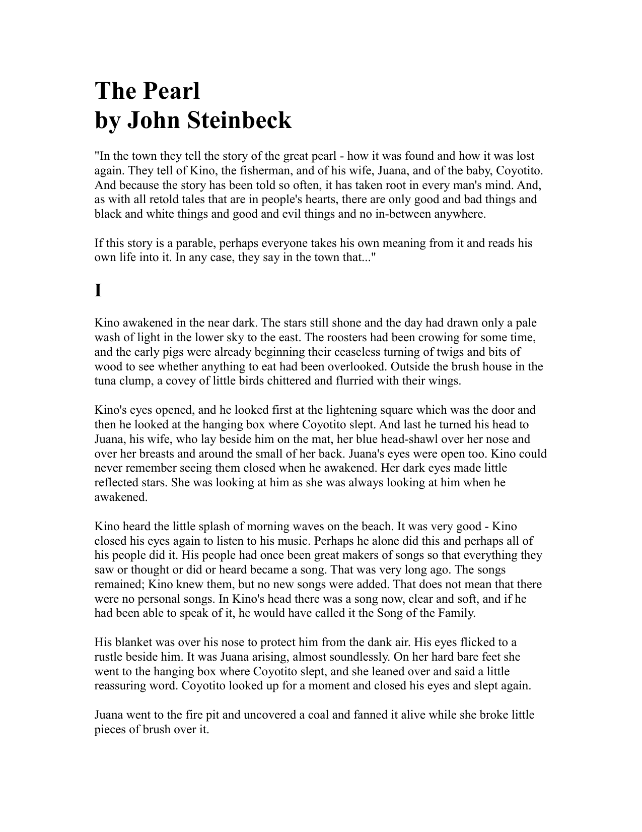 the pearl john steinbeck secondary source