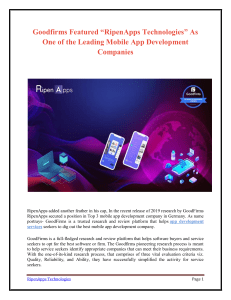 Goodfirms Featured “RipenApps Technologies” As One Of The Leading Mobile App Development Companies