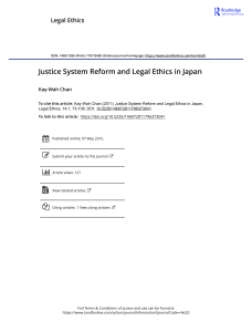 Justice System Reform and Legal Ethics in Japan